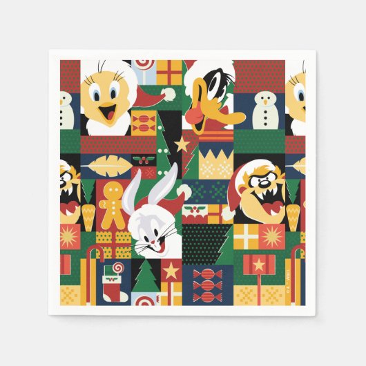 Serviette En Papier LOONEY TUNES™Motif de blocs de vacances (Devant)