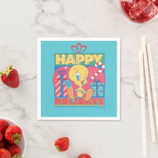 Serviette En Papier LOONEY TUNES™ | TWEETY™ Joyeuses fêtes (En situation)