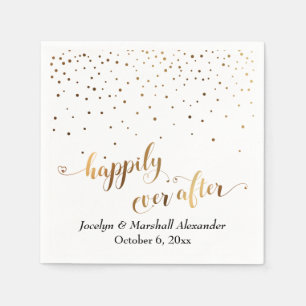 Serviette En Papier L'or et le blanc heureux jamais après les coeurs C