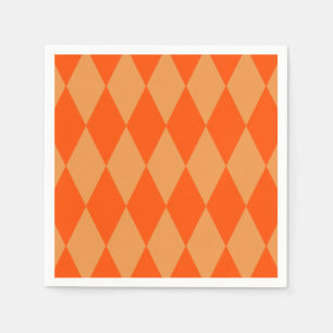 Serviette En Papier Losanges et damier orange clair et foncé