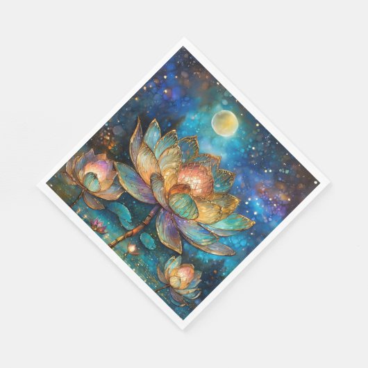 Serviette En Papier Lotus de verre tendu fleurit au clair de lune (Coin)