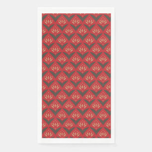 Serviette En Papier Lotus doré rouge motif ethnique vintage
