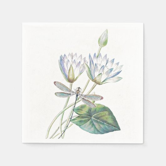 Serviette En Papier Lotus et libellule (Devant)