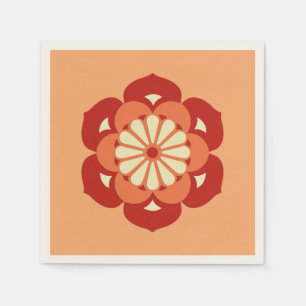 Serviette En Papier Lotus Flower Mandala, Pastel Orange et Mandarin
