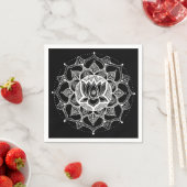 Serviette En Papier Lotus Mandala noir et blanc (En situation)