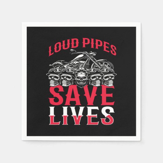 Serviette En Papier Loud Pipes Save Lives Motorcycle Biker (Devant)