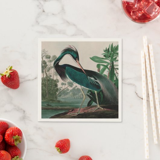 Serviette En Papier Louisiane Heron Birds of America Audubon Print (En situation)