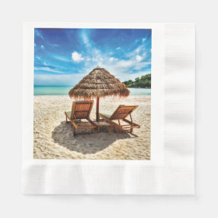 Serviette En Papier Lounge on beach throw pillow