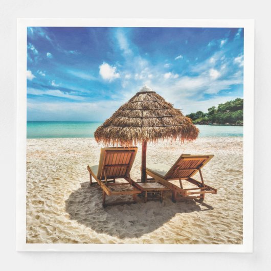 Serviette En Papier Lounge on beach throw pillow (Devant)