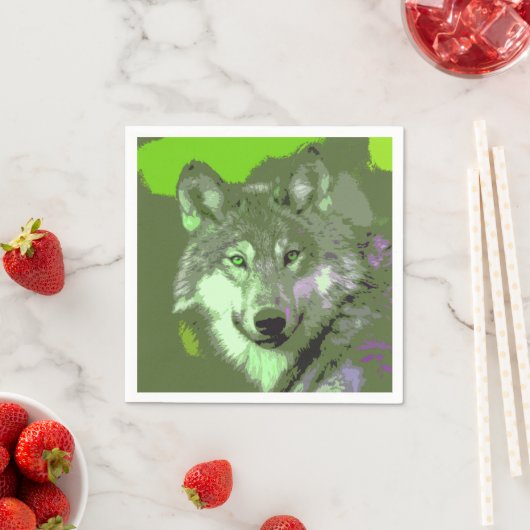 Serviette En Papier Loup 047 (En situation)