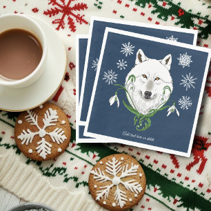 Serviette En Papier Loup Arctique Blanc Mystique Neige Bleue Galanthus