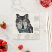 Serviette En Papier Loup aux yeux bleus et à la Cravate d'un cou (En situation)