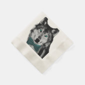 Serviette En Papier Loup aux yeux bleus et à la Cravate d'un cou (Coin)