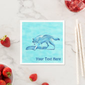 Serviette En Papier Loup Bleu Sur Neige (En situation)
