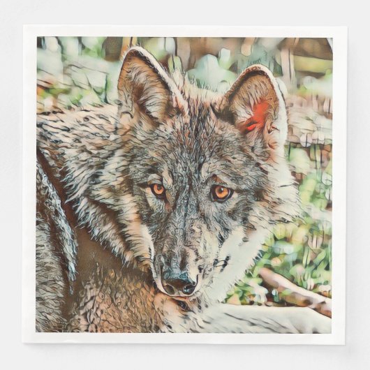 Serviette En Papier loup cinglé (Devant)