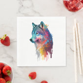 Serviette En Papier Loup coloré (En situation)