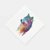 Serviette En Papier Loup coloré (Coin)