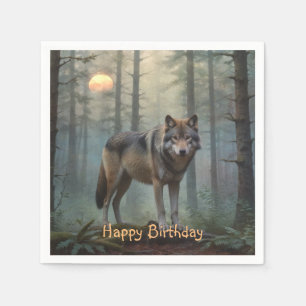 Serviette En Papier Loup dans la forêt