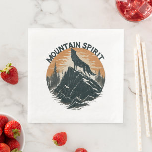 Serviette En Papier Loup de la majesté montagneuse hurlant sur le pic
