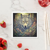 Serviette En Papier Loup gris (En situation)
