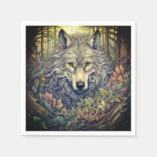 Serviette En Papier Loup gris (Devant)