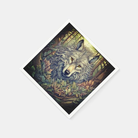 Serviette En Papier Loup gris (Coin)