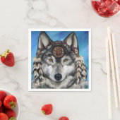 SERVIETTE EN PAPIER LOUP GRIS (En situation)