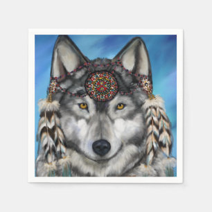 SERVIETTE EN PAPIER LOUP GRIS