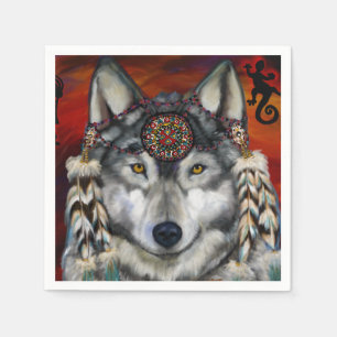 SERVIETTE EN PAPIER LOUP GRIS