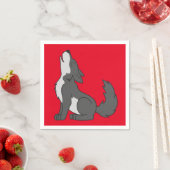 Serviette En Papier Loup gris hurle (En situation)
