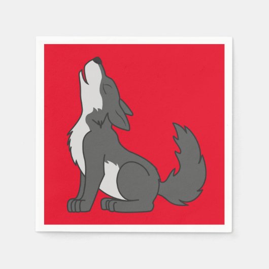Serviette En Papier Loup gris hurle (Devant)