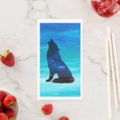 Serviette En Papier Loup hurlant, chien hurlant en double exposition (En situation)