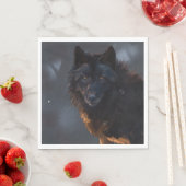 Serviette En Papier Loup noir (En situation)