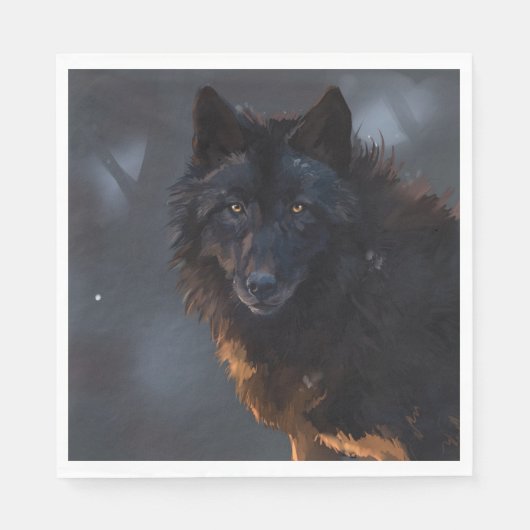 Serviette En Papier Loup noir (Devant)