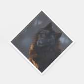 Serviette En Papier Loup noir (Coin)