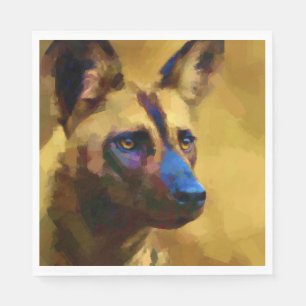 Serviette En Papier Loup peint