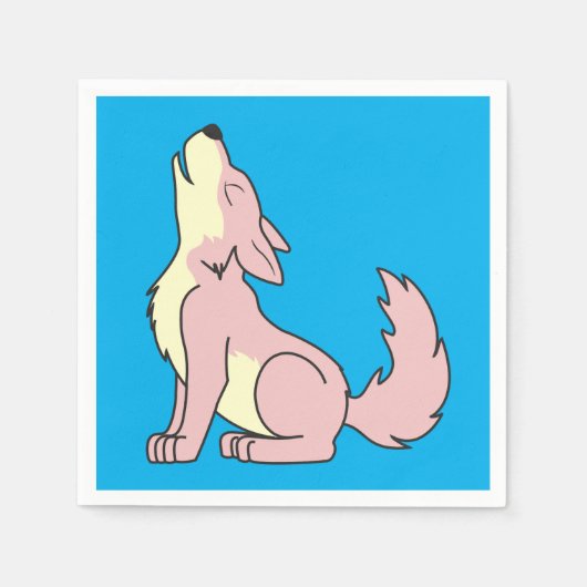 Serviette En Papier Loup rose clair hurler (Devant)