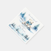 Serviette En Papier L'ours polaire hivernal attente baby shower modèle (Coin)