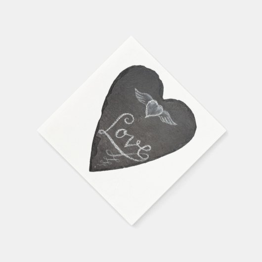 Serviette En Papier Love and Heart in Chalk Chalkboard (Coin)