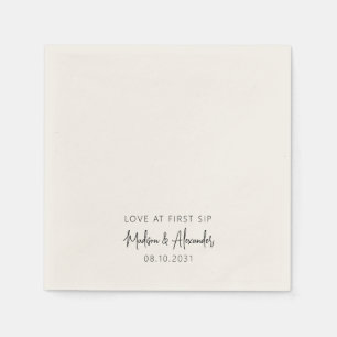 Serviette En Papier Love at First Sip Custom Names Mariage de script