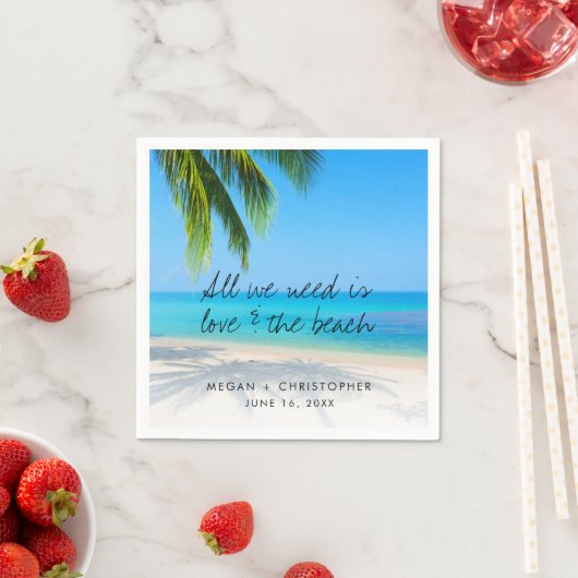 Serviette En Papier Love Beach Citation Palm Tree Destination Mariage (En situation)