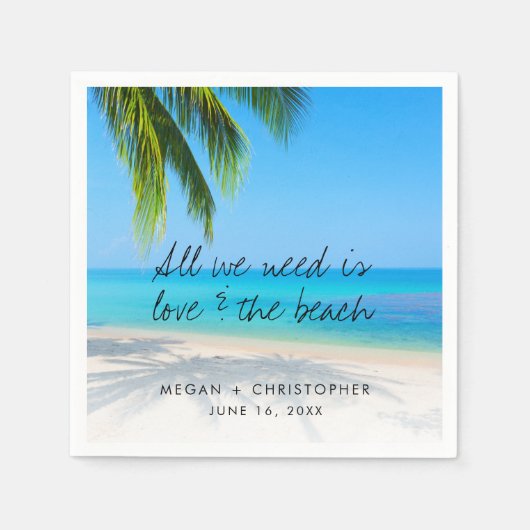 Serviette En Papier Love Beach Citation Palm Tree Destination Mariage (Devant)