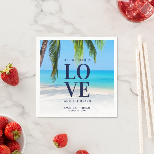 Serviette En Papier Love Beach Destination Palm Tree Mariage (En situation)