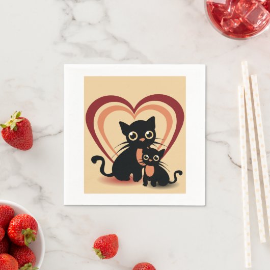 Serviette En Papier Love Black Cats Papier serviettes (En situation)