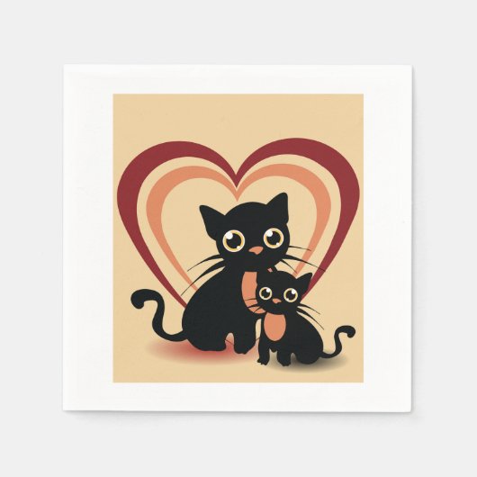 Serviette En Papier Love Black Cats Papier serviettes (Devant)