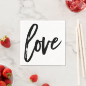 Serviette En Papier LOVE Black White Typographie moderne Mariage (En situation)