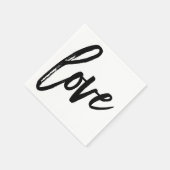 Serviette En Papier LOVE Black White Typographie moderne Mariage (Coin)
