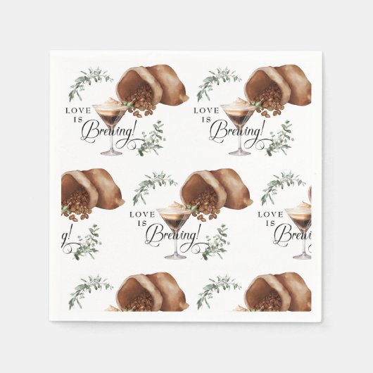 Serviette En Papier Love Brewing | Espresso | Martini | FÊTE DES MARIÉ (Devant)