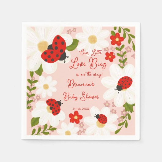 Serviette En Papier Love bug mignon baby shower ladybug monogrammed (Devant)