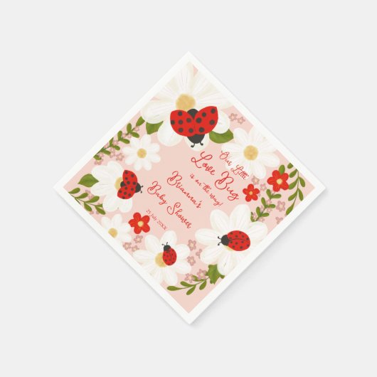 Serviette En Papier Love bug mignon baby shower ladybug monogrammed (Coin)